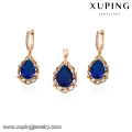 64174 Xuping luxury lever back earring findings grace waterdrop gold jewelry set for wedding jewelry